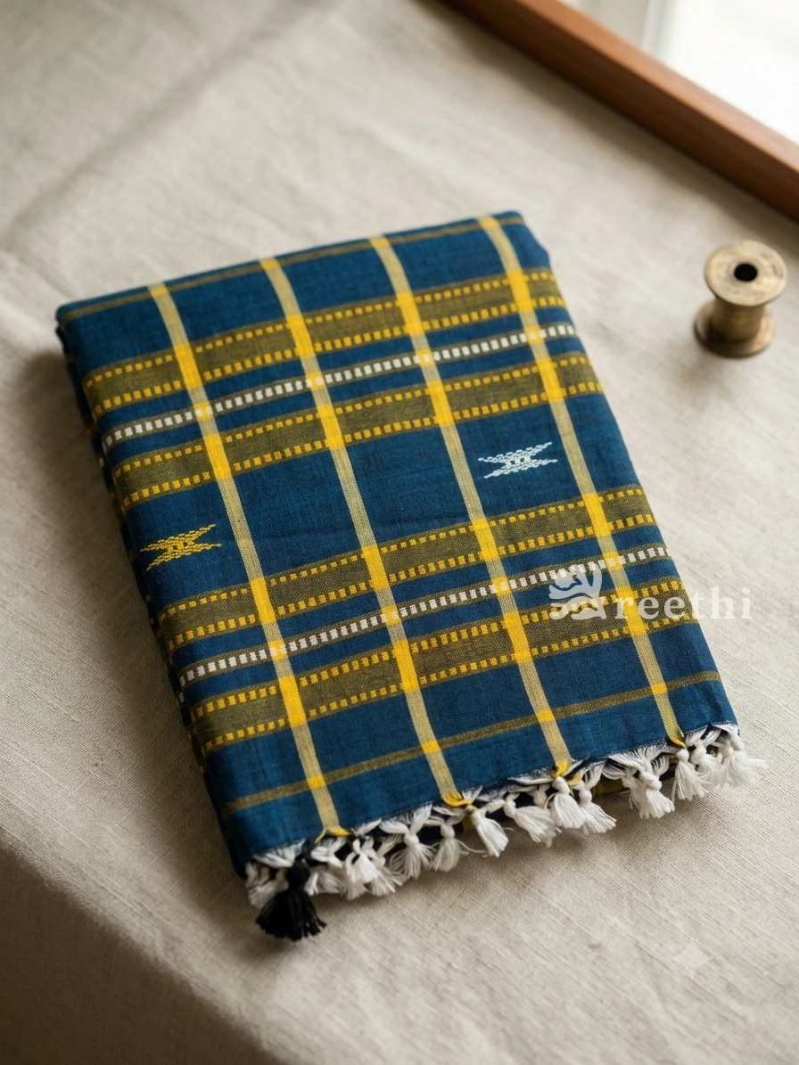 Handloom Bengal Cotton Bhujodi Navy